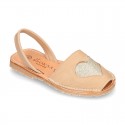 Extra soft Nappa leather Menorquina sandals with rear strap and HEART design.