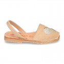 Extra soft Nappa leather Menorquina sandals with rear strap and HEART design.