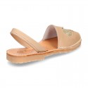 Extra soft Nappa leather Menorquina sandals with rear strap and HEART design.