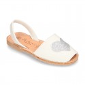 Extra soft Nappa leather Menorquina sandals with rear strap and HEART design.