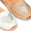 Extra soft Nappa leather Menorquina sandals with rear strap and HEART design.