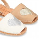 Extra soft Nappa leather Menorquina sandals with rear strap and HEART design.