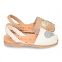 Extra soft Nappa leather Menorquina sandals with rear strap and HEART design.