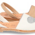 Extra soft Nappa leather Menorquina sandals with rear strap and HEART design.