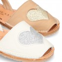 Extra soft Nappa leather Menorquina sandals with rear strap and HEART design.