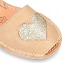 Extra soft Nappa leather Menorquina sandals with rear strap and HEART design.