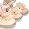 Special CEREMONY espadrille shoes with flower with petals design.