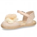 Special CEREMONY espadrille shoes with flower with petals design.