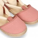 Piqué cotton canvas Dancer style espadrille shoes in Make up pink color.