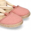 Piqué cotton canvas Dancer style espadrille shoes in Make up pink color.