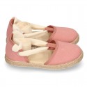 Piqué cotton canvas Dancer style espadrille shoes in Make up pink color.