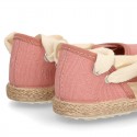 Piqué cotton canvas Dancer style espadrille shoes in Make up pink color.