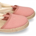 Piqué cotton canvas Dancer style espadrille shoes in Make up pink color.