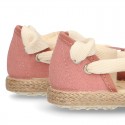 Piqué cotton canvas Dancer style espadrille shoes in Make up pink color.