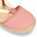 Piqué cotton canvas Dancer style espadrille shoes in Make up pink color.