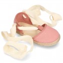 Piqué cotton canvas Dancer style espadrille shoes in Make up pink color.