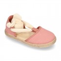 Piqué cotton canvas Dancer style espadrille shoes in Make up pink color.