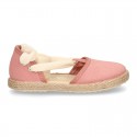 Piqué cotton canvas Dancer style espadrille shoes in Make up pink color.