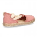 Piqué cotton canvas Dancer style espadrille shoes in Make up pink color.