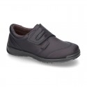 School shoes closed laceless and with toe cap in washable leather.