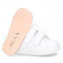 New Okaa Tennis shoes with LEATHER INSOLE and velcro strap for kids.