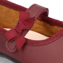Zapato colegial tipo Mercedita con velcro con lazo en piel lavable para niñas.