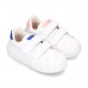 New Okaa Tennis shoes with LEATHER INSOLE and velcro strap for kids.