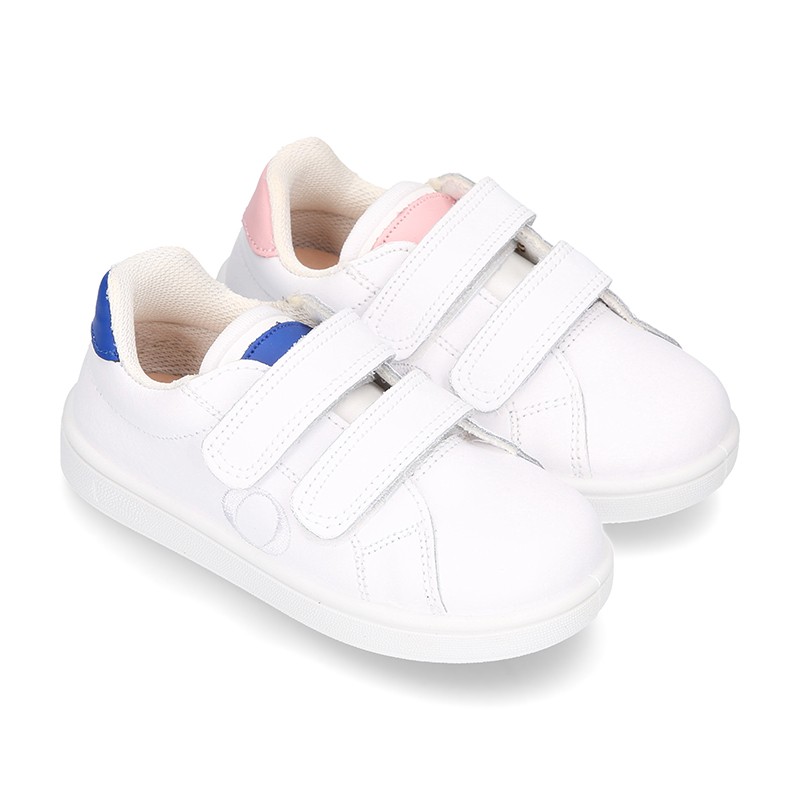 Okaa Combined Tennis shoes with LEATHER INSOLE and laceless for kids ...