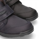 Ankle School Boot shoes laceless in washable leather.