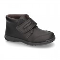 Ankle School Boot shoes laceless in washable leather.