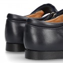 New School Classic Nappa leather little Mary Jane shoes with chopped design and velcro strap.