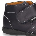 Ankle boot shoes laceless in washable leather for little kids.