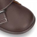 Ankle boot shoes laceless in washable leather for little kids.