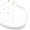 Zapatilla niños Moda con cordones en piel.