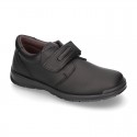 School shoes Blucher style laceless in washable leather.