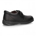 School shoes Blucher style laceless in washable leather.