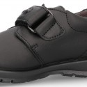 Zapato colegio tipo Blucher sin cordones en piel lavable.