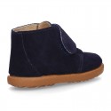 Suede leather casual ankle boots laceless.