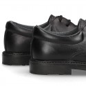 School lace up shoes in Boxcalf Nappa leather.