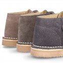 Suede Leather Safari boots laceless.