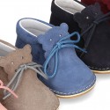 Little BEAR design safari boots in suede leather for babies.