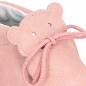 Little BEAR design safari boots in suede leather for babies.