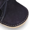 Little BEAR design safari boots in suede leather for babies.