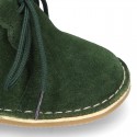 Little BEAR design safari boots in suede leather for babies.