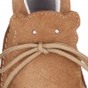 Little BEAR design safari boots in suede leather for babies.