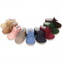 Little BEAR design safari boots in suede leather for babies.