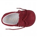 Little BEAR design safari boots in suede leather for babies.