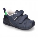 New Washable leather Tennis shoes with dual velcro strap and reinforced toe cap and counter for first steps.