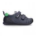 New Washable leather Tennis shoes with dual velcro strap and reinforced toe cap and counter for first steps.