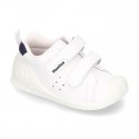 New Washable leather Tennis shoes with dual velcro strap and reinforced toe cap and counter for first steps.